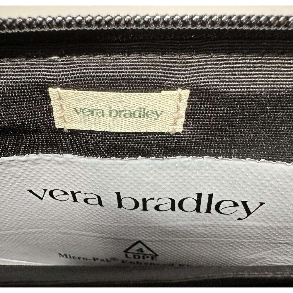 NWT Vera Bradley Large Tab Nylon Wallet Bubbly Flowers Black Pattern MSRP $95.00 - Picture 2 of 13